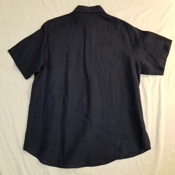 Polo Ralph Lauren Linen Navy Blue Short Sleeve Button Up Shirt XL - Picture 16 of 16